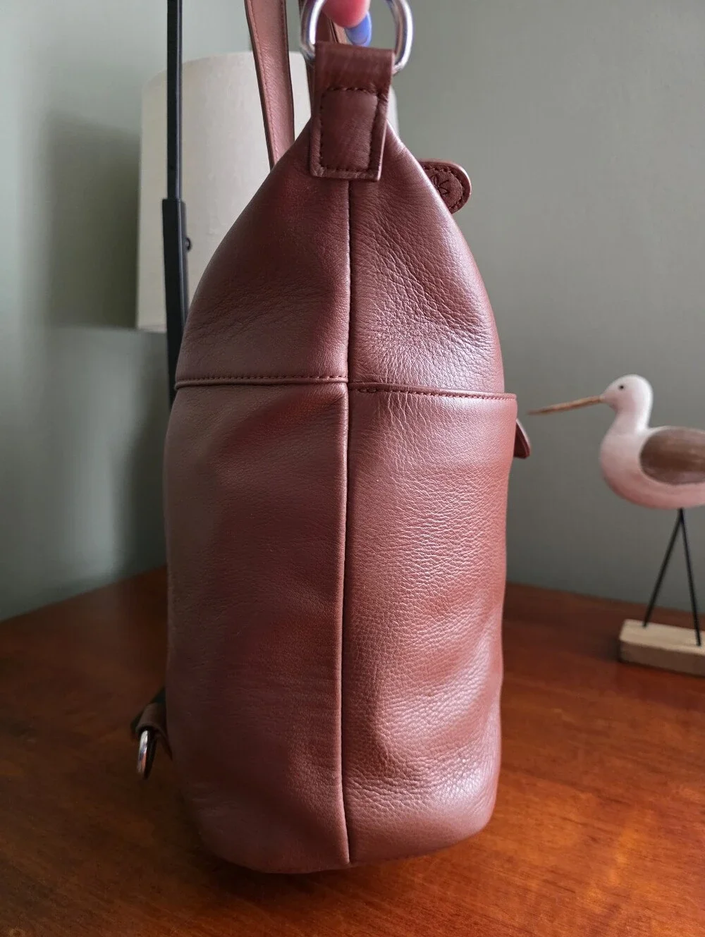 Lily Jade Madeline Leather Convertible Backpack Tote Brown Crossbody Diaper Bag